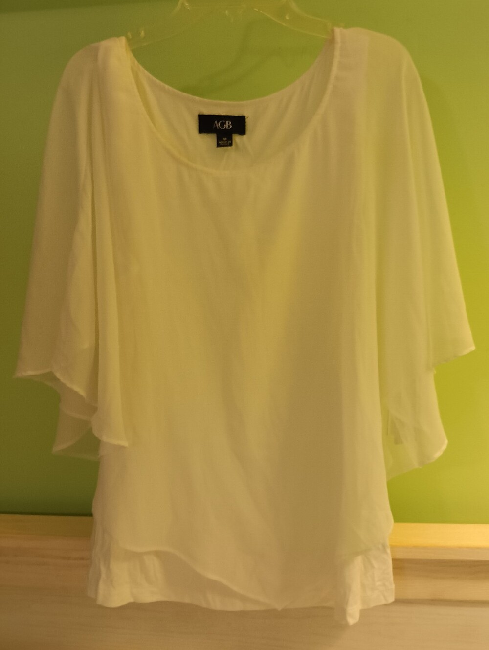 Womens Flowy White Chiffon Overlay Top